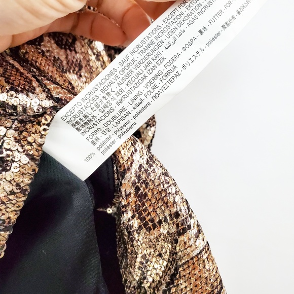 ZARA Sequin Snake Print Ruched Mini Skirt NWT - Picture 5 of 7